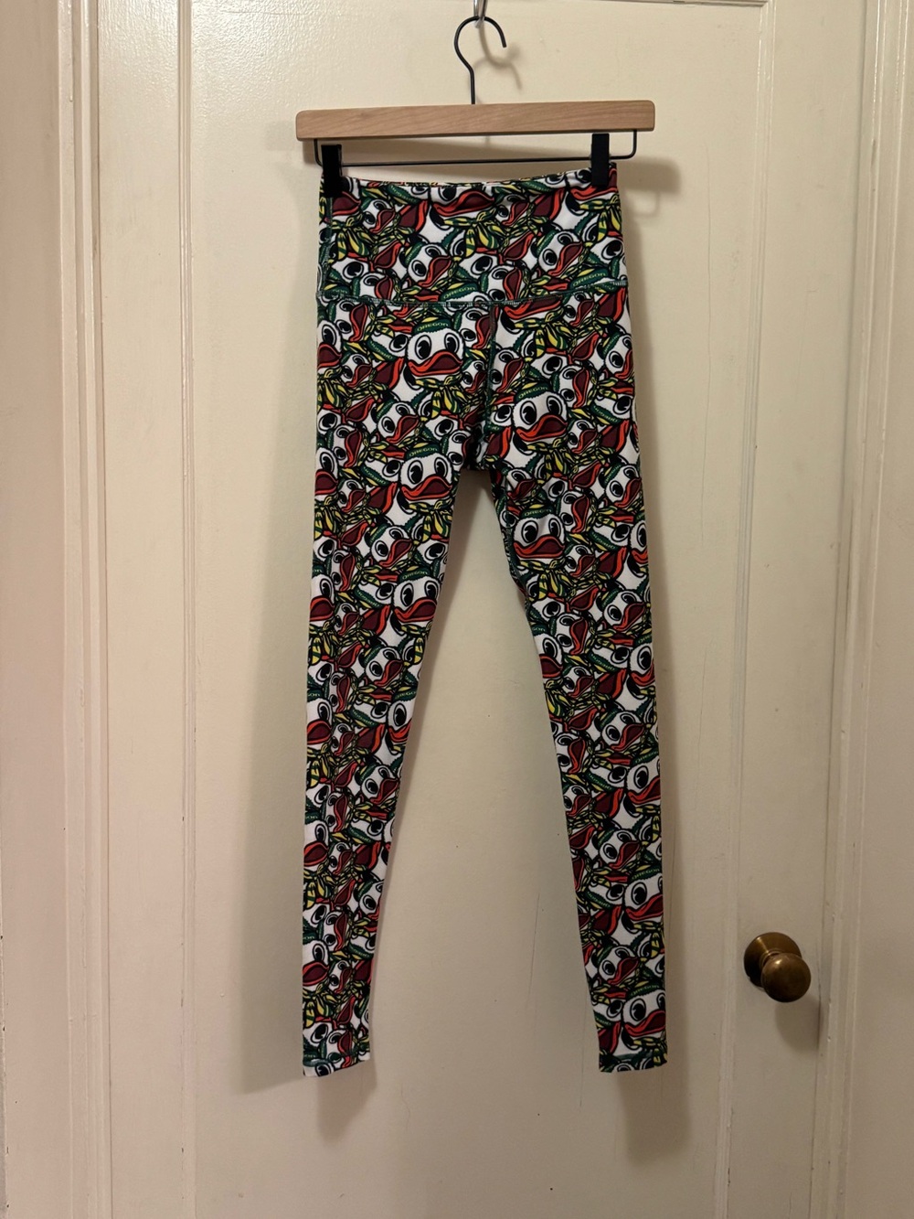 Girls' Printed Stretch Leggings - White Red Green Pattern